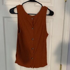Anthropologie Terracotta Sleeveless Button Top M
